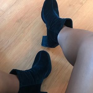 Turquoise Velvet Boots